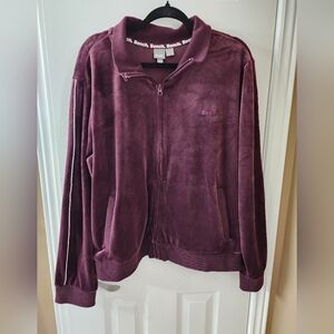 Bench Eggplant Velour Zip-Up Sweater